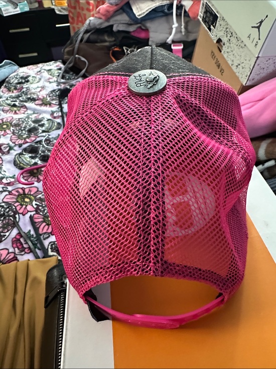 Ed Hardy Black Pink Blue Koi Embroidered Trucker Hat main image 4
